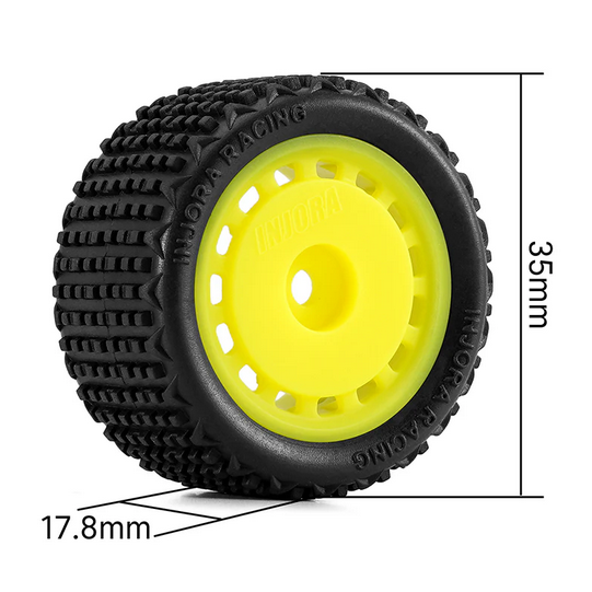 INJORA - Pre-mounted Pin Buggy Tires & Wheels for 1/28 Losi Micro-T Yellow