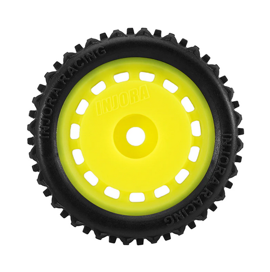 INJORA - Pre-mounted Pin Buggy Tires & Wheels for 1/28 Losi Micro-T Yellow