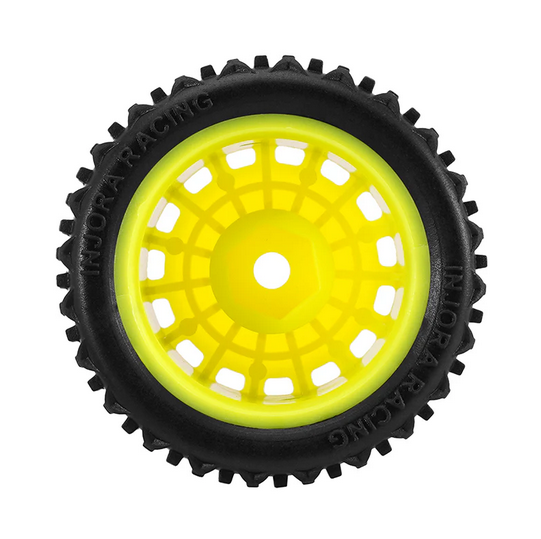 INJORA - Pre-mounted Pin Buggy Tires & Wheels for 1/28 Losi Micro-T Yellow