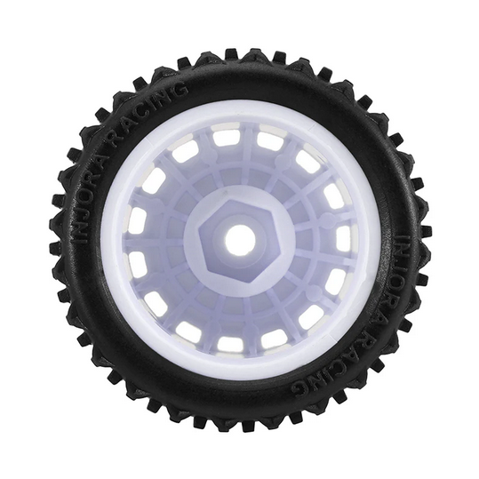 INJORA - Pre-mounted Pin Buggy Tires & Wheels for 1/28 Losi Micro-T White