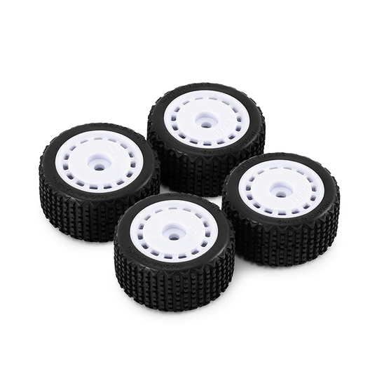 INJORA - Pre-mounted Pin Buggy Tires & Wheels for 1/28 Losi Micro-T White