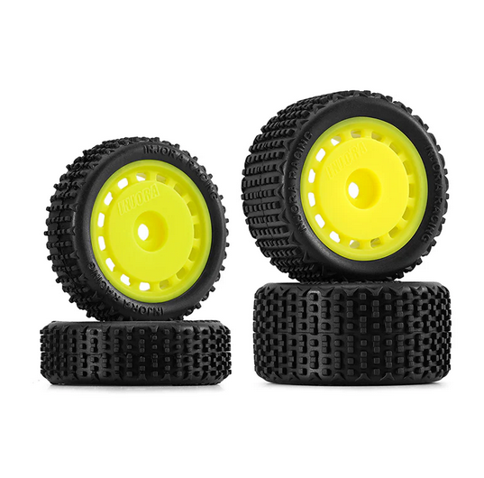INJORA - Pre-mounted Pin Buggy Tires & Wheels for 1/24 Losi Micro-B Yellow