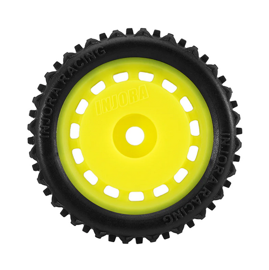 INJORA - Pre-mounted Pin Buggy Tires & Wheels for 1/24 Losi Micro-B Yellow