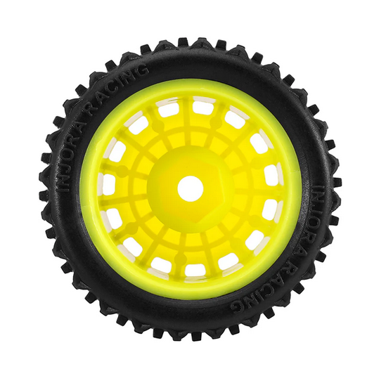 INJORA - Pre-mounted Pin Buggy Tires & Wheels for 1/24 Losi Micro-B Yellow