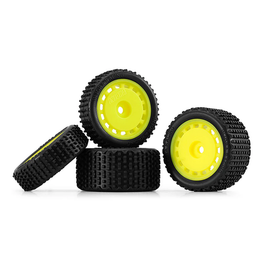 INJORA - Pre-mounted Pin Buggy Tires & Wheels for 1/24 Losi Micro-B Yellow
