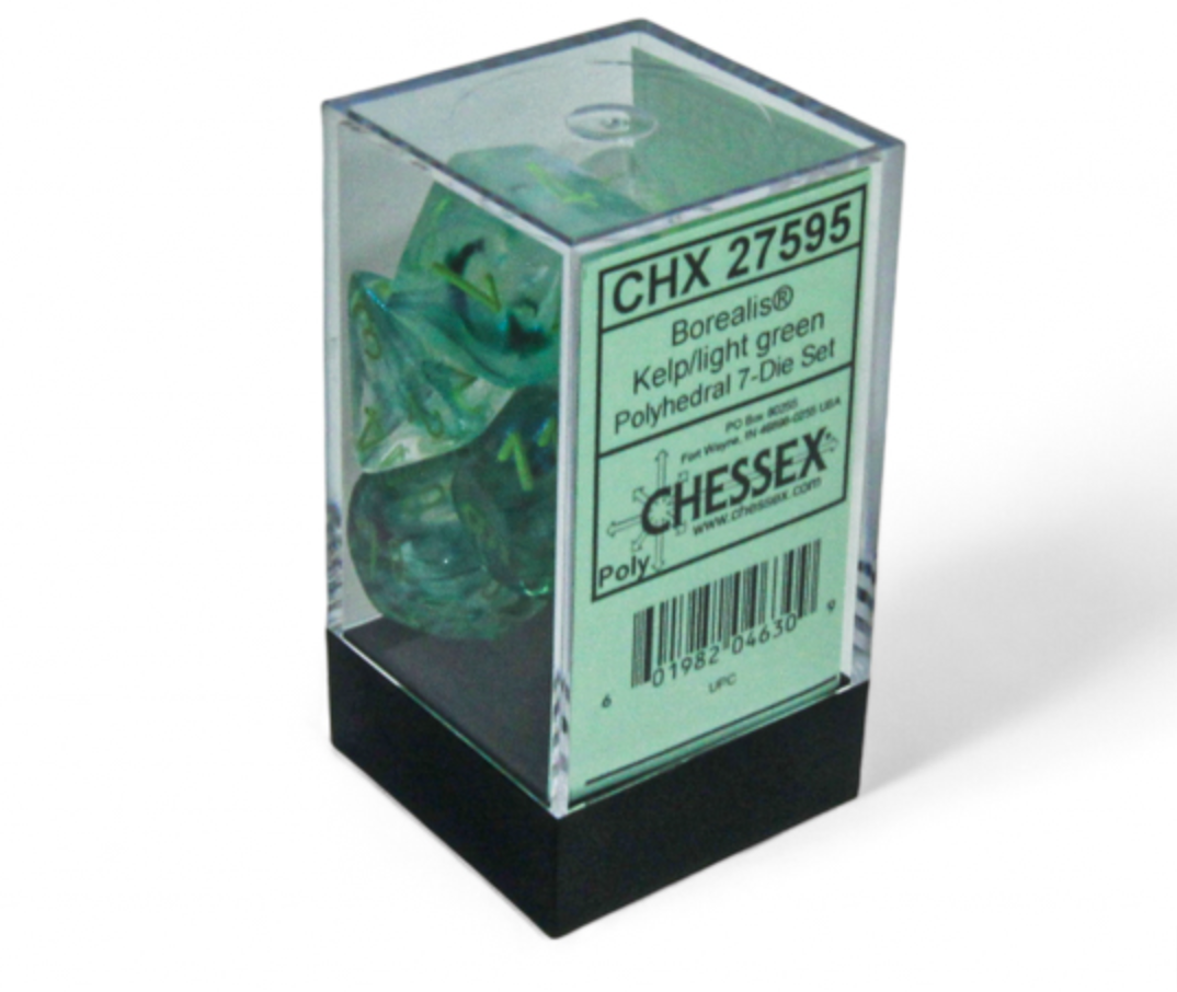 CHESSEX - Borealis Kelp/Light Green Polyhedral 7 - Dice Set