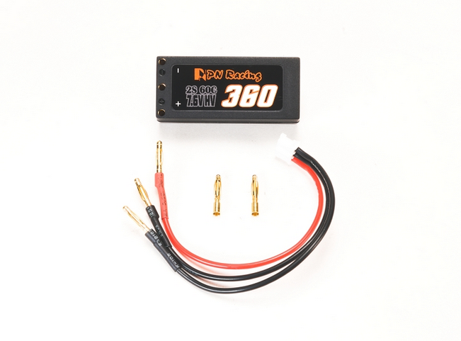 PN Racing - V5 LiPo 2S 7.6V HV 360mah 60C Hardcase Battery (Charging Cable Included)