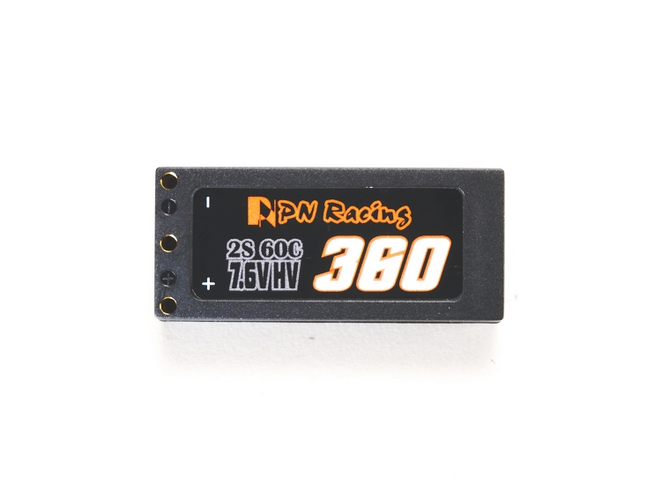 PN Racing - V5 LiPo 2S 7.6V HV 360mah 60C Hardcase Battery (Charging Cable Included)