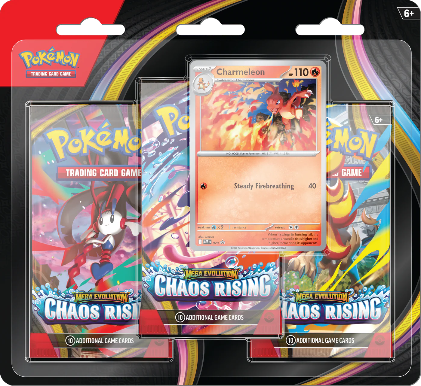 Pokemon TCG: Mega Evolution Chaos Rising - 3-Pack Blister (Ingles)