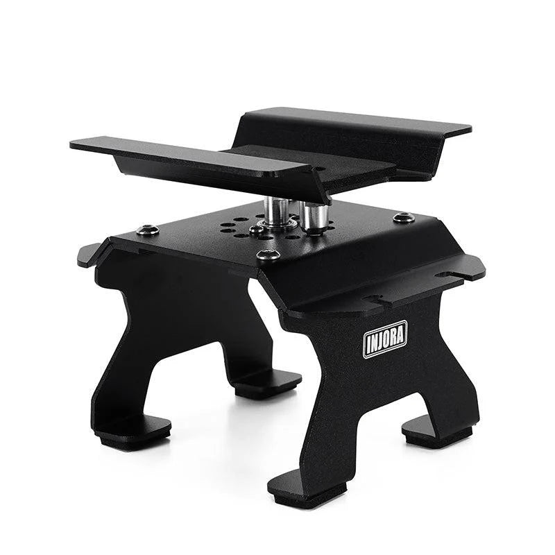INJORA - Aluminum RC Car Stand with Shock Holder for 1/24 1/18 RC Crawler (BLACK)