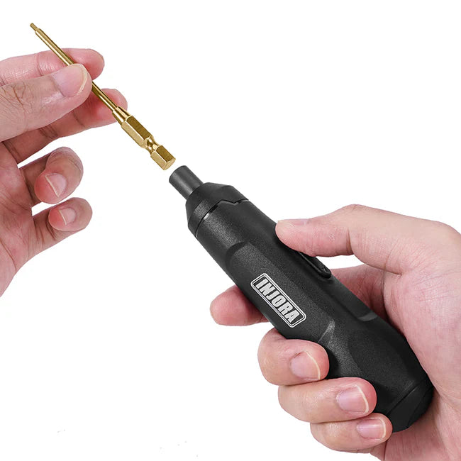INJORA - Mini Cordless Electric Screwdriver Set for 1/18 1/24 RC Crawler - Electric Screwdriver and 8 Bits
