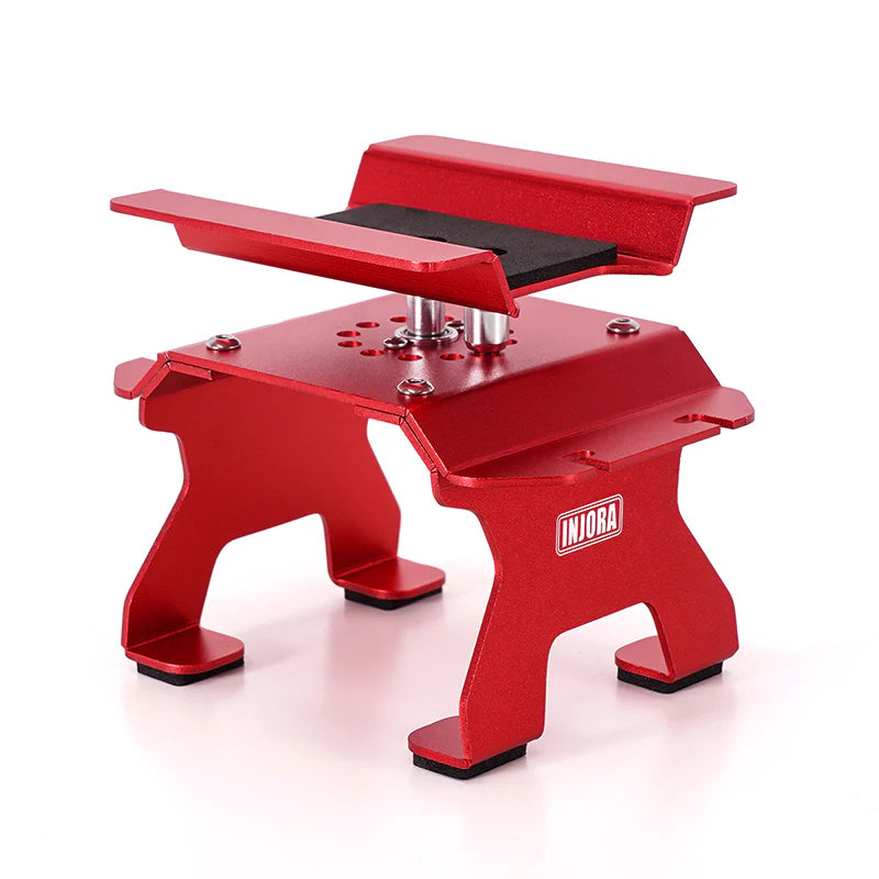 INJORA - Aluminum RC Car Stand with Shock Holder for 1/24 1/18 RC Crawler (RED)