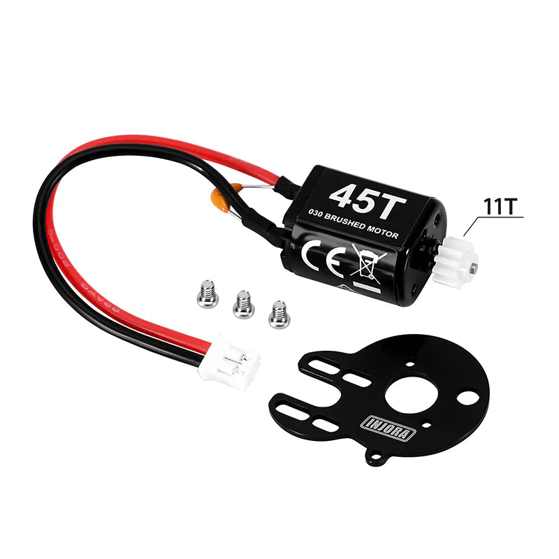 INJORA - 030 Brushed Motor with Mount for Losi Micro-B Micro-T (45T) - Motor with Plastic Pinion