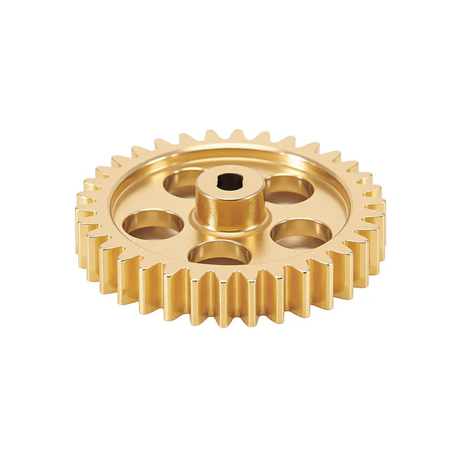 INJORA - Brass Transmission Main Gear with Plastic Motor Pinion for Losi Micro-B Micro-T - 13T/34T Gears (Overdrive 25.1%)
