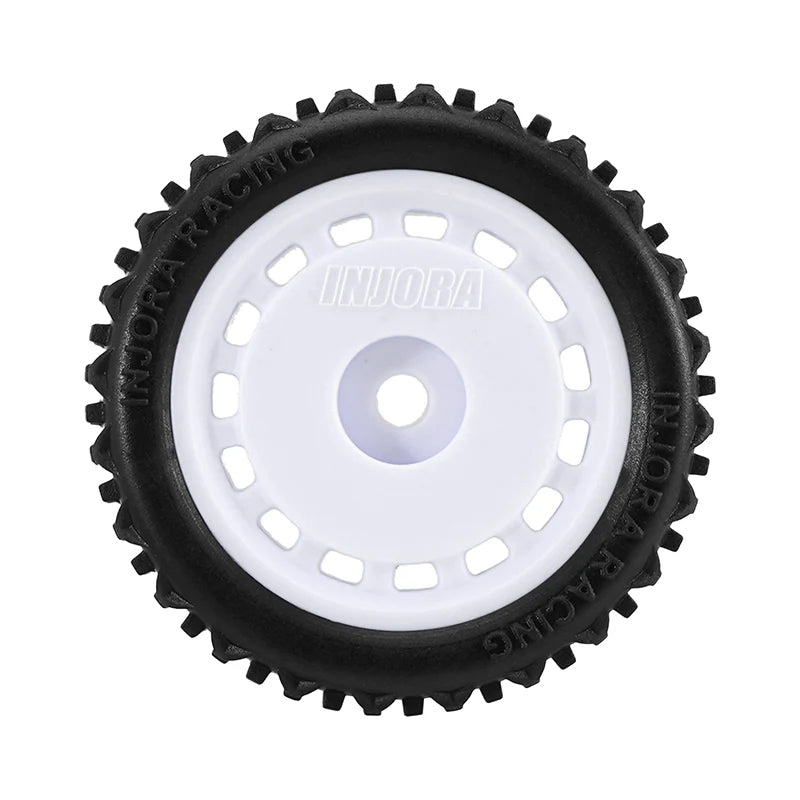 INJORA - Pre-mounted Pin Buggy Tires & Wheels for 1/24 Losi Micro-B (White)