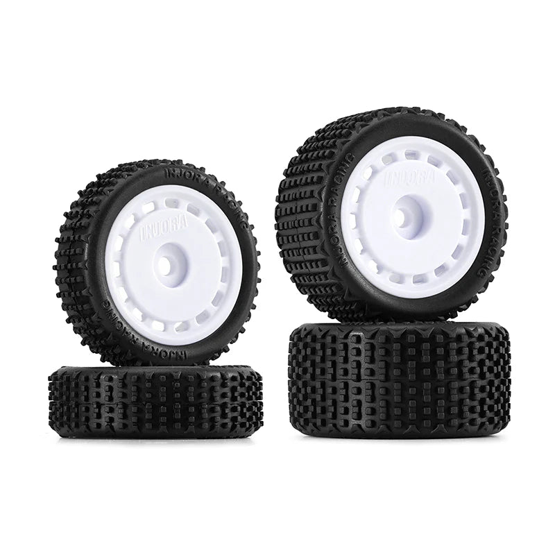 INJORA - Pre-mounted Pin Buggy Tires & Wheels for 1/24 Losi Micro-B (White)