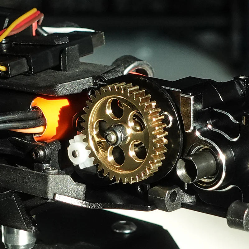 INJORA - Brass Transmission Main Gear with Plastic Motor Pinion for Losi Micro-B Micro-T - 13T/34T Gears (Overdrive 25.1%)