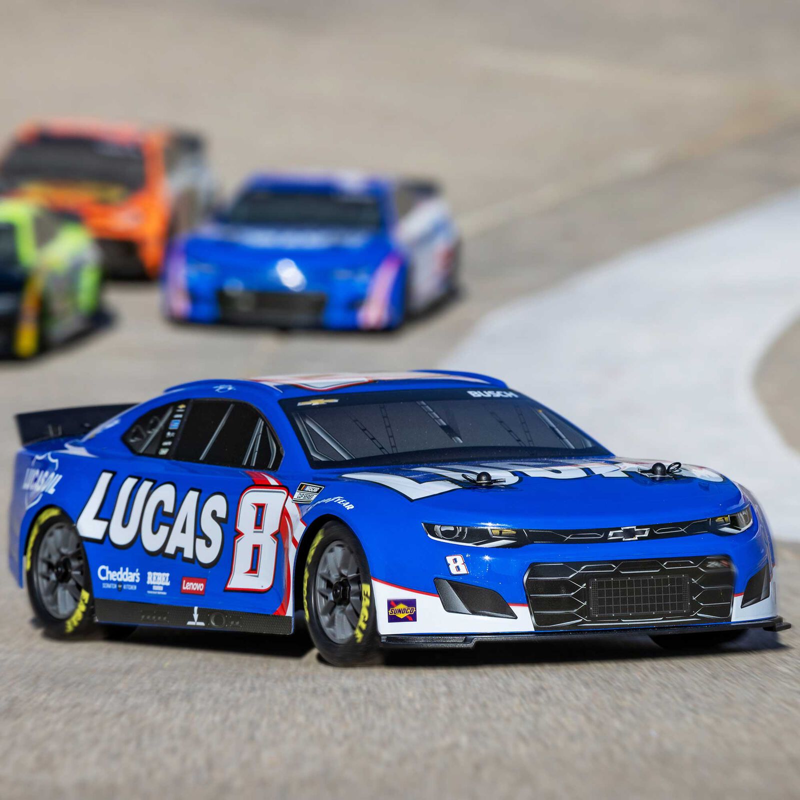 Team Losi - 1/12 NASCAR RC Racecar Kyle Busch No. 8 2024 Lucas Oil Chevrolet ZL1 Camaro 2S AWD RTR Brushed On-Road (Battery & Charger Included), Blue