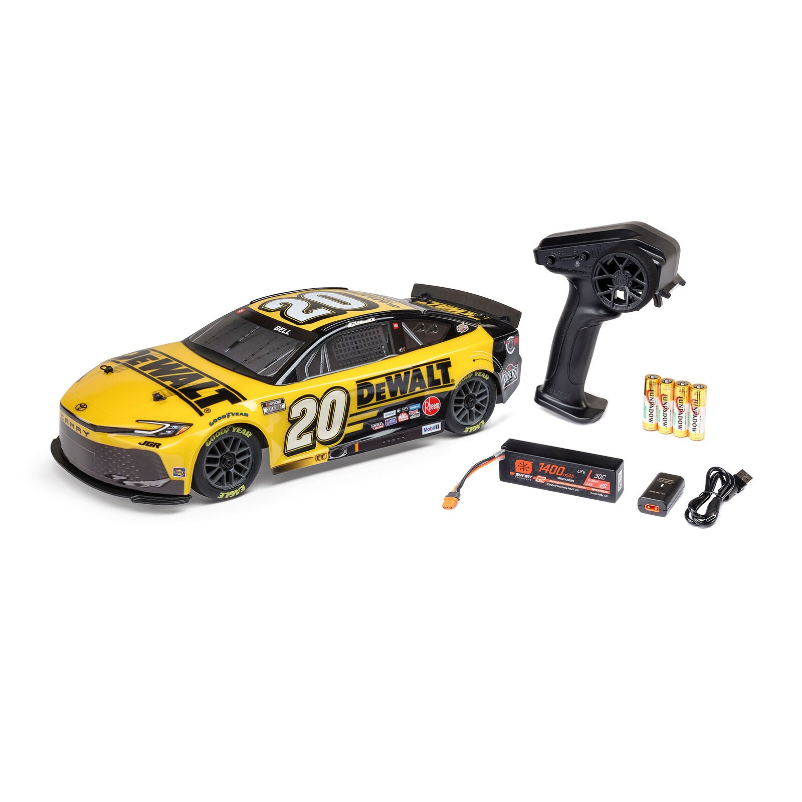 Team Losi - 1/12 Losi NASCAR 2025 Christopher Bell No. 20 DeWalt (Battery & Charger Included)