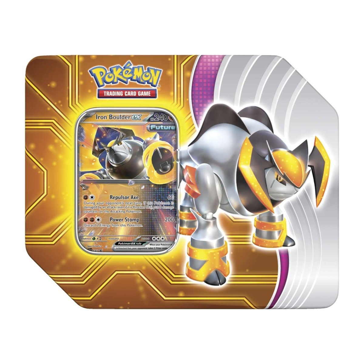Pokémon TCG: Paradox Destinies Tin Case - Iron Boulder EX (Inglés)