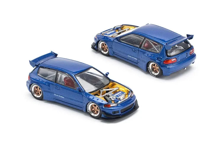 POP RACE -BLUE – 1:64 Pandem Civic EG6 Metallic Blue with Open Hood