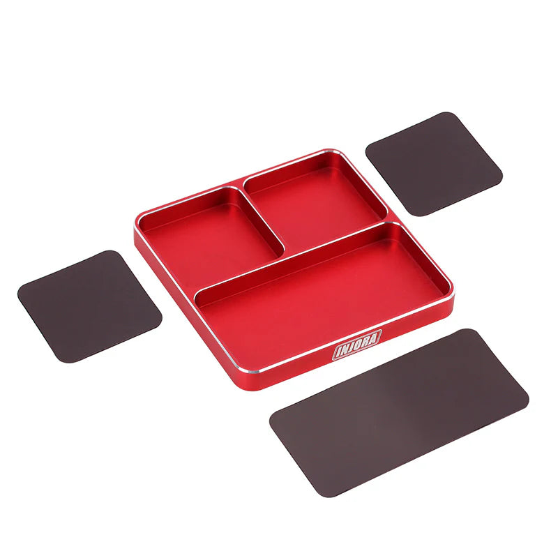 INJORA - 98*98*11mm CNC Aluminum Magnetic Screw Tray (RED)