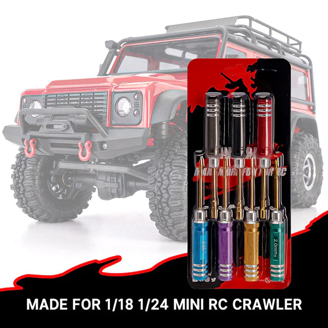 INJORA - 7 Colors Short Handle Hex Screwdriver Nut Driver Tool Kit for 1/18 1/24 RC Crawlers