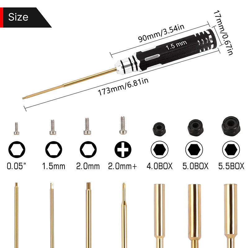 INJORA - 7PCS Hex Screwdrivers Thin Walled Nut Drivers RC Tools Kit for 1/18 1/24 RC Crawlers