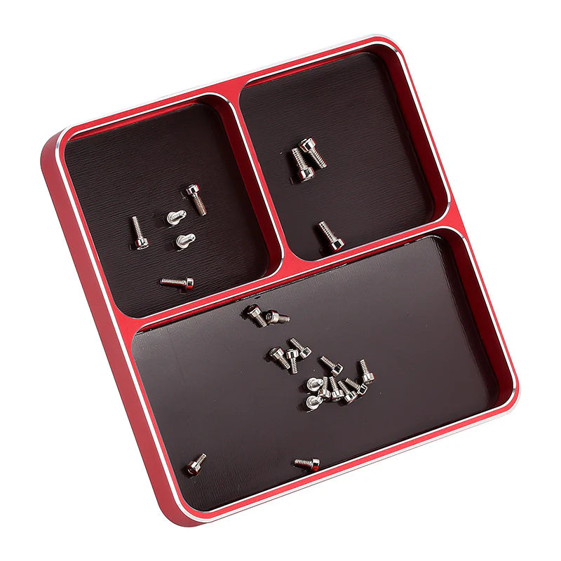 INJORA - 98*98*11mm CNC Aluminum Magnetic Screw Tray (RED)