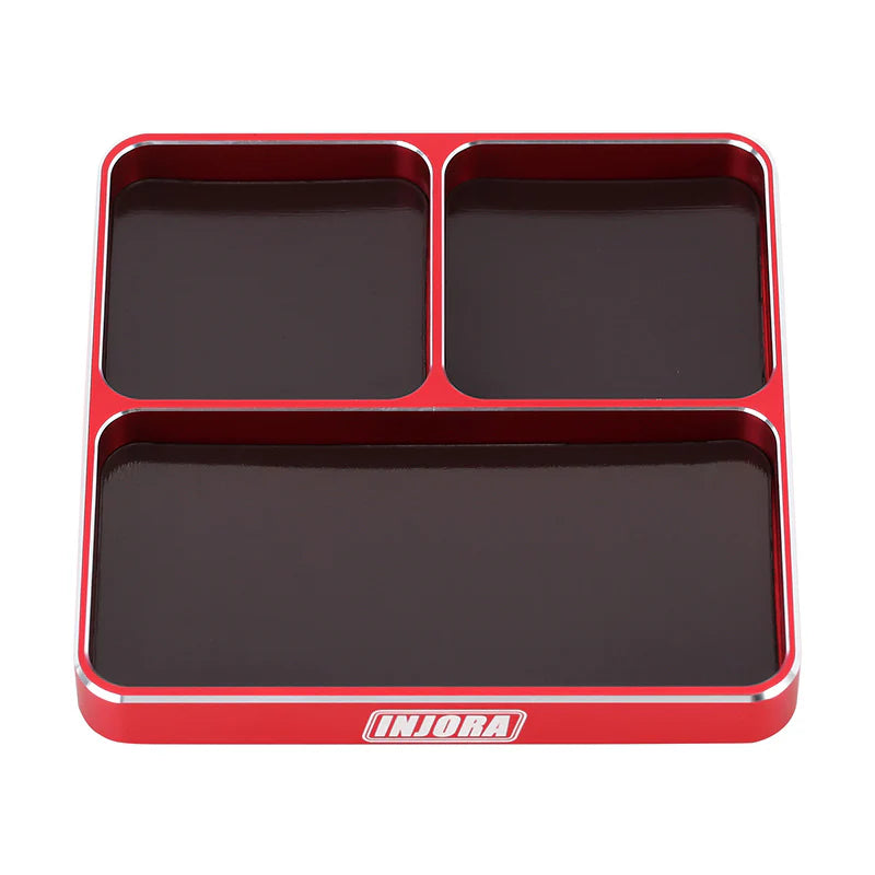 INJORA - 98*98*11mm CNC Aluminum Magnetic Screw Tray (RED)