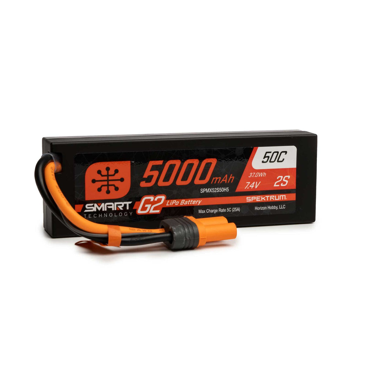 Spektrum RC - 7.4V 5000mAh 2S 50C Smart G2 Hardcase LiPo Battery: IC5