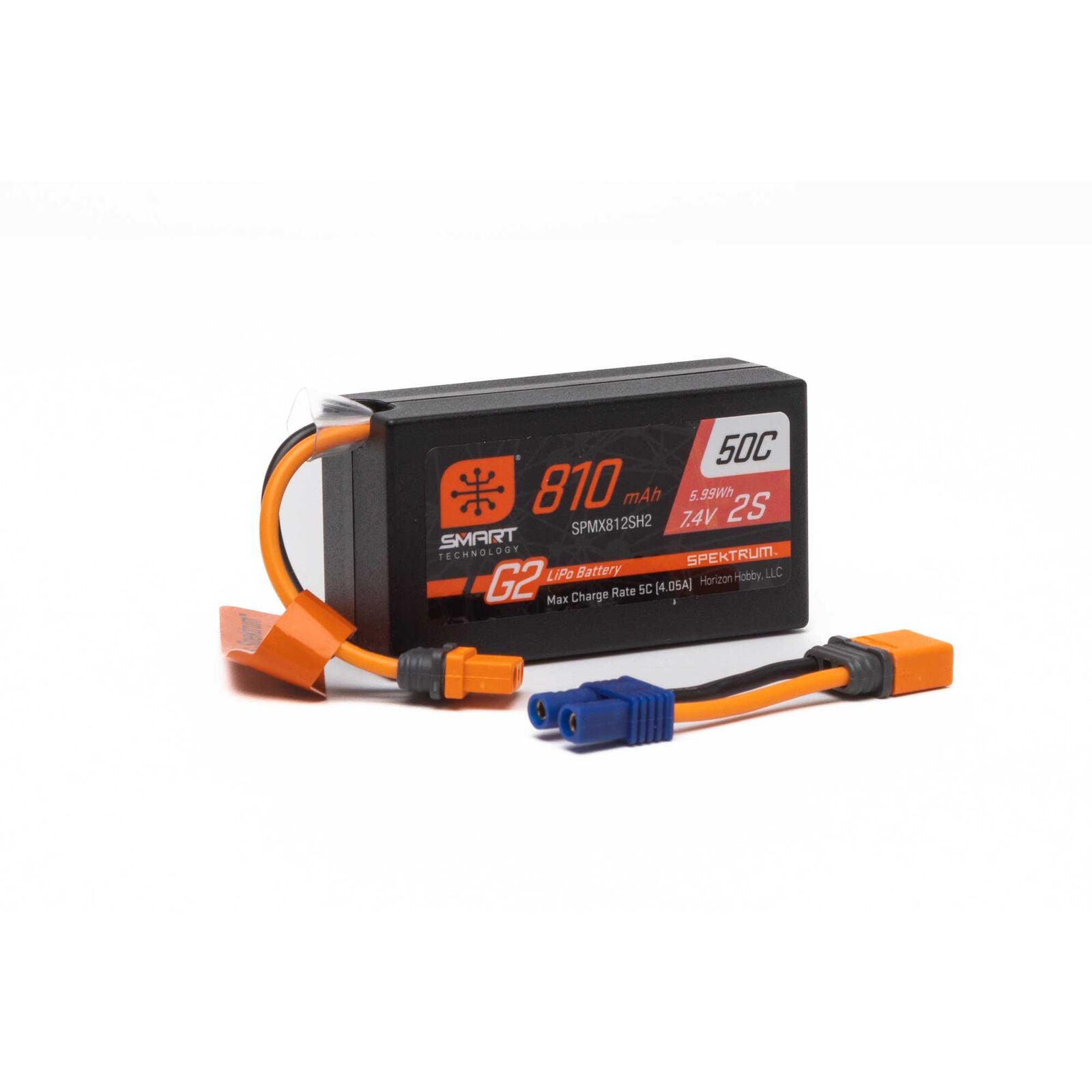 Spektrum RC - 7.4V 810mAh 2S Smart G2 50C LiPo: IC2