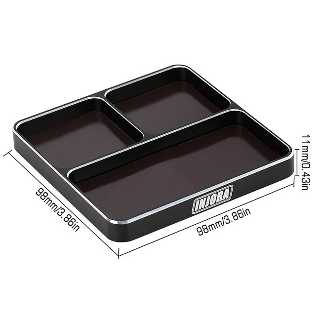 INJORA - 98*98*11mm CNC Aluminum Magnetic Screw Tray (BLACK)