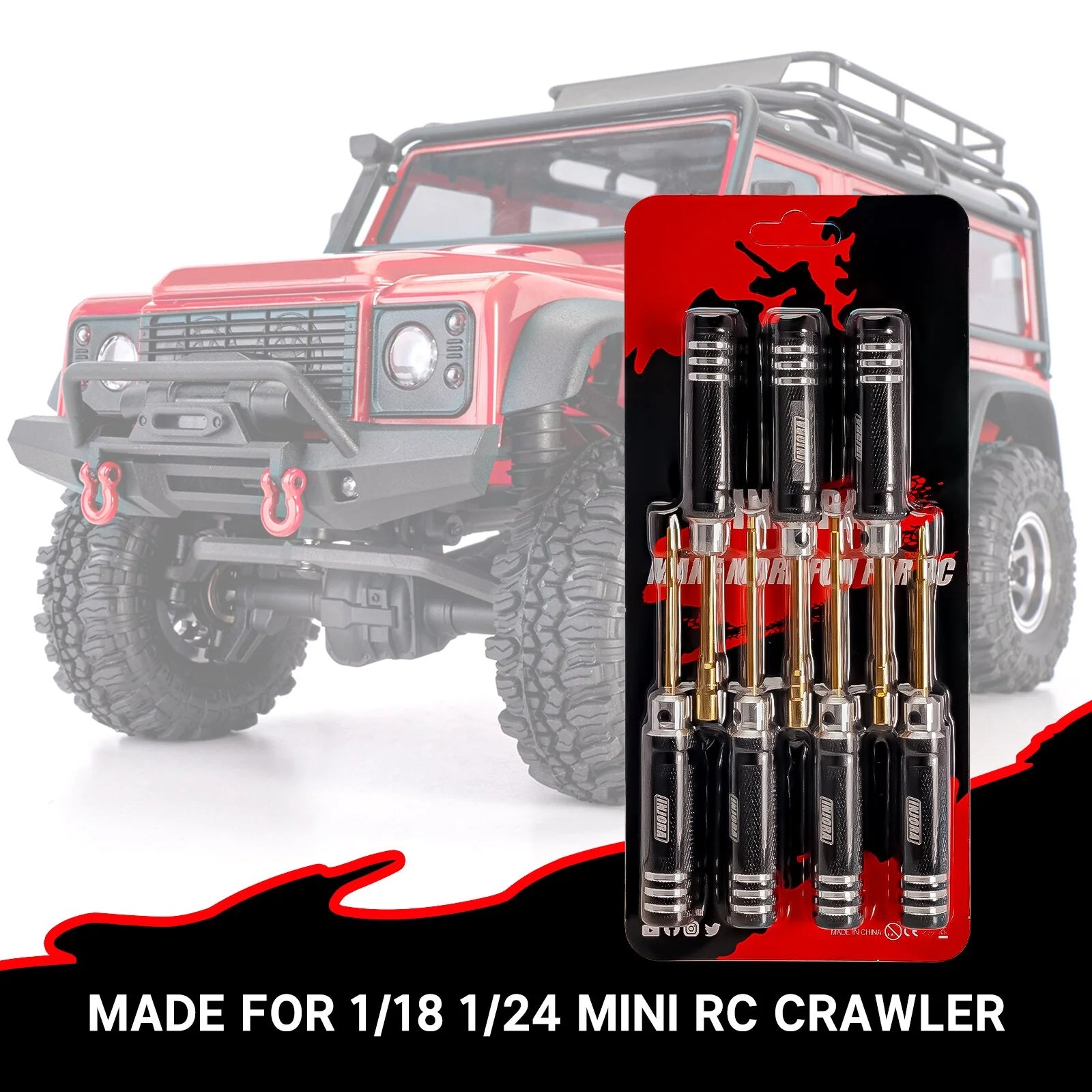 INJORA - 7PCS Short Handle Hex Screwdriver Nut Driver Tools Kit for 1/18 1/24 RC Crawlers