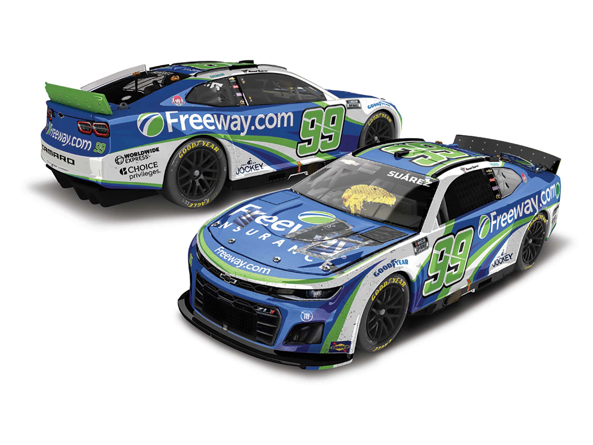 Lionel Racing - Daniel Suárez 2024 Freeway Insurance Atlanta Raced Win ARC DIECAST, escala 1:64