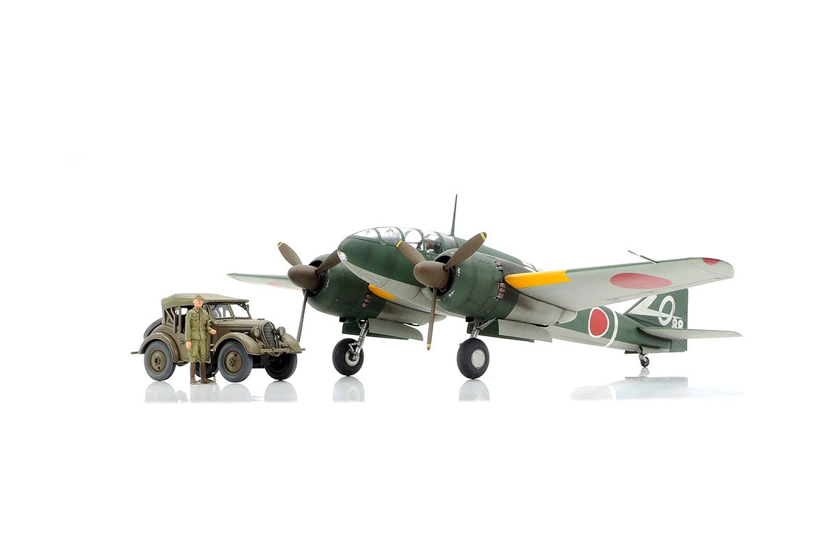Tamiya - 1/48 Mitsubishi Ki-46 III Type 100 & 4x4 Light Vehicle Kurogane Plastic Model Set