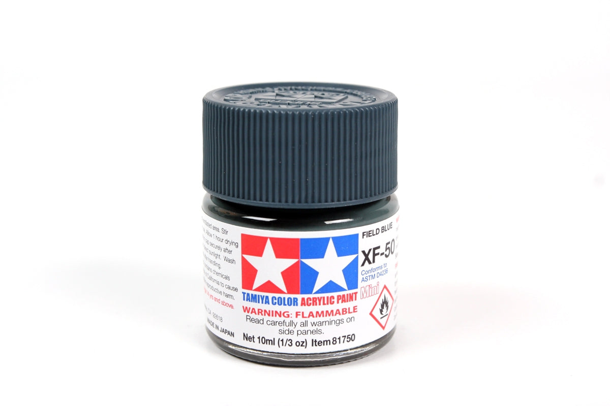 Tamiya - Acrylic Mini XF-50 Field Blue Paint, 10ml Bottle
