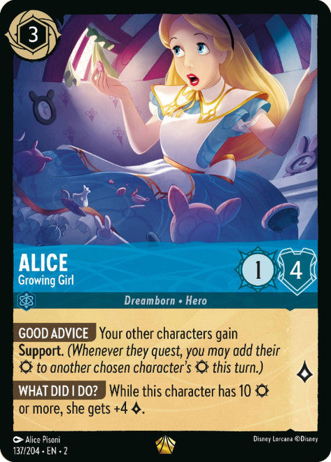 Carta Alice - Growing Girl,Set Rise of the Floodborn , Número de Tarjeta 137 , Color Sapphire, Rarity Legendary