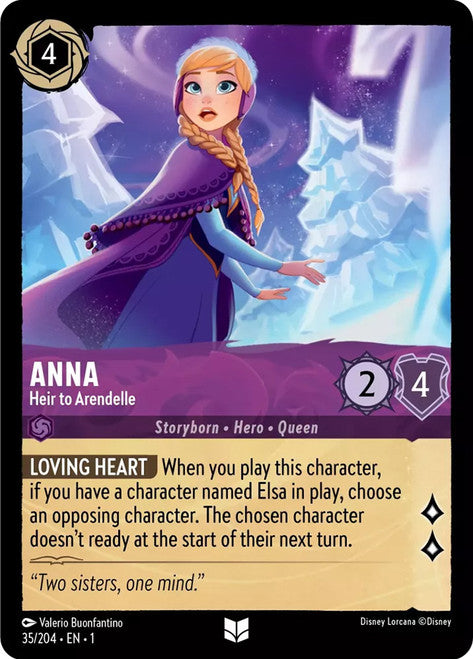 Carta Anna - Heir to Arendelle,Set The First Chapter, Número de Tarjeta 35 , Color Amethyst, Rarity Uncommon