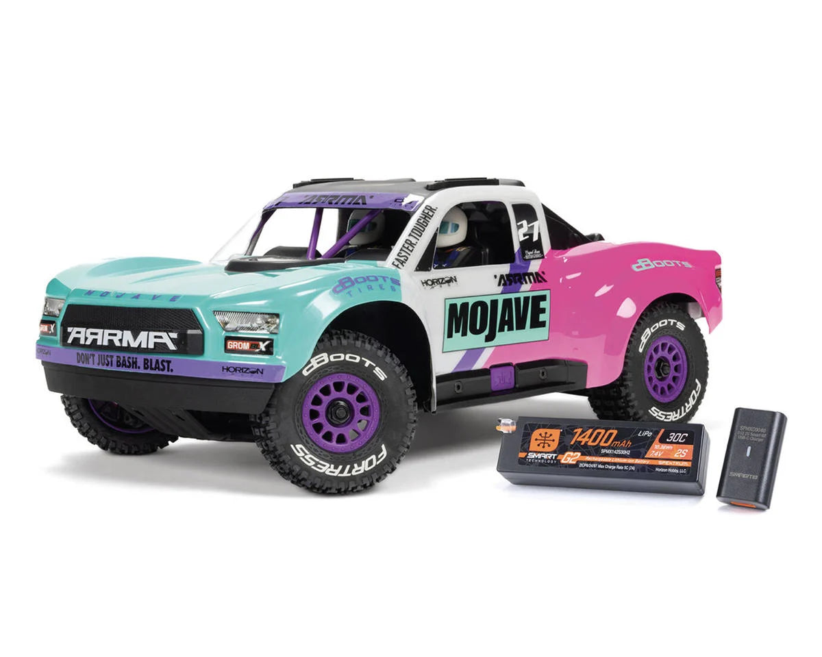 Arrma - 1/16 Mojave Grom 223S DSC 4X4 RTR Brushless Desert Truck, Teal/Pink (Battery & Charger Included)