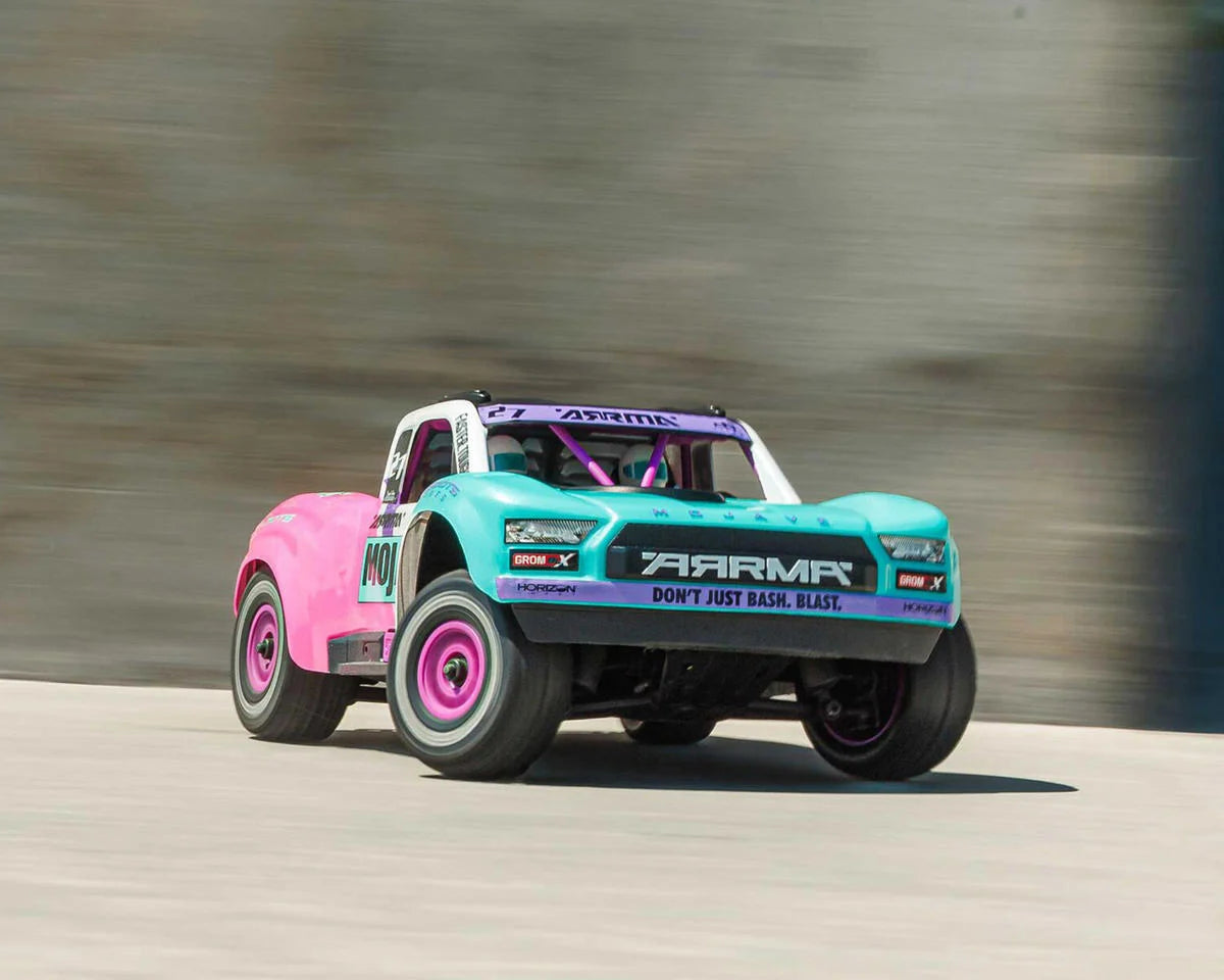 Arrma - 1/16 Mojave Grom 223S DSC 4X4 RTR Brushless Desert Truck, Teal/Pink (Battery & Charger Included)