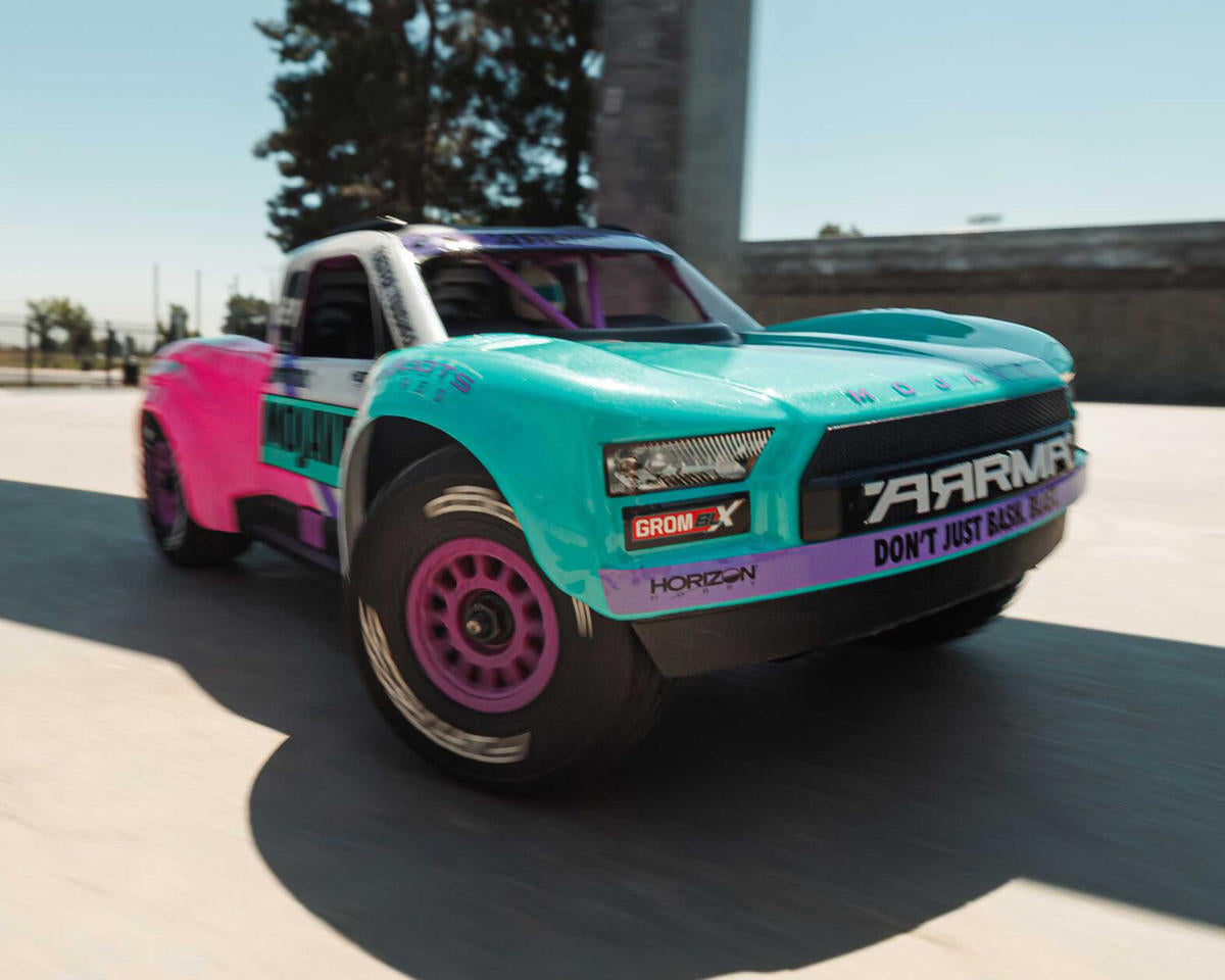 Arrma - 1/16 Mojave Grom 223S DSC 4X4 RTR Brushless Desert Truck, Teal/Pink (Battery & Charger Included)