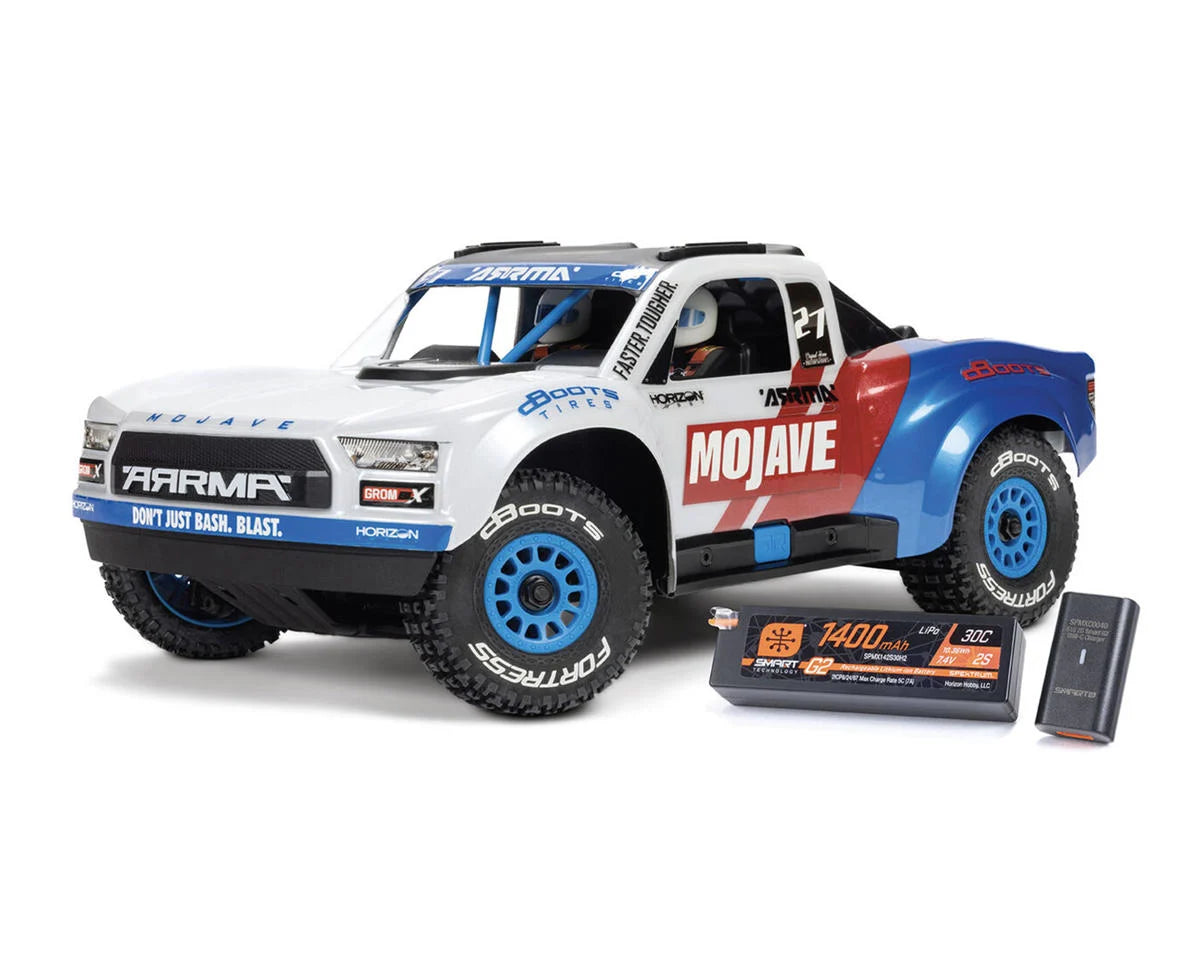 Arrma - 1/16 Mojave Grom 223S DSC 4X4 RTR Brushless Desert Truck, White/Blue (Battery & Charger Included)