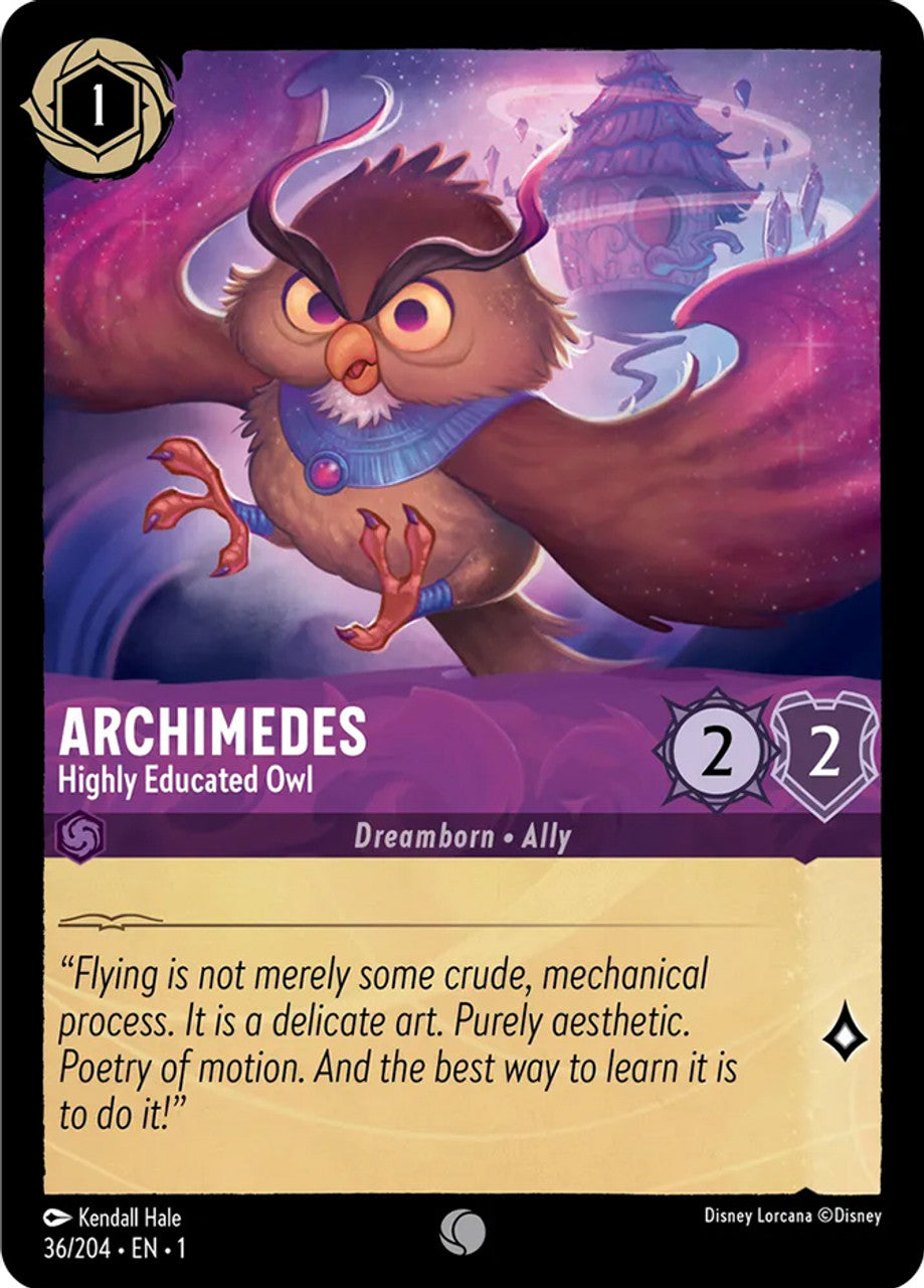 Carta Archimedes - Highly Educated Owl,Set The First Chapter, Número de Tarjeta 36 , Color Amethyst, Rarity Common