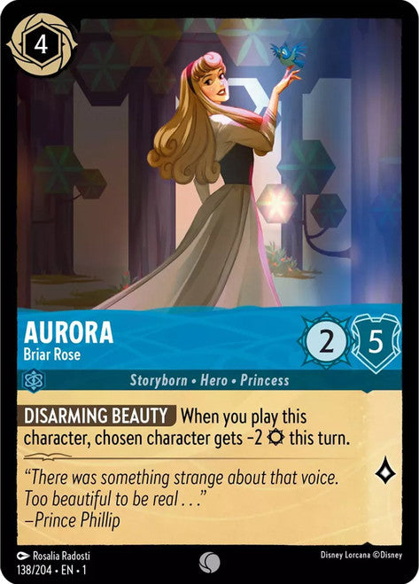 Carta Aurora - Briar Rose,Set The First Chapter, Número de Tarjeta 138 , Color Sapphire, Rarity Common