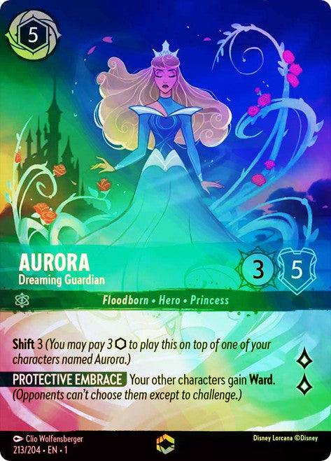 Carta Aurora - Dreaming Guardian,Set The First Chapter, Número de Tarjeta 213 , Color Sapphire, Rarity Enchanted