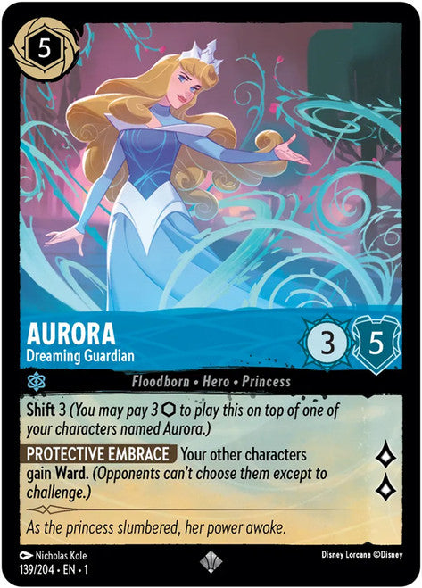 Carta Aurora - Dreaming Guardian,Set The First Chapter, Número de Tarjeta 139 , Color Sapphire, Rarity Super Rare
