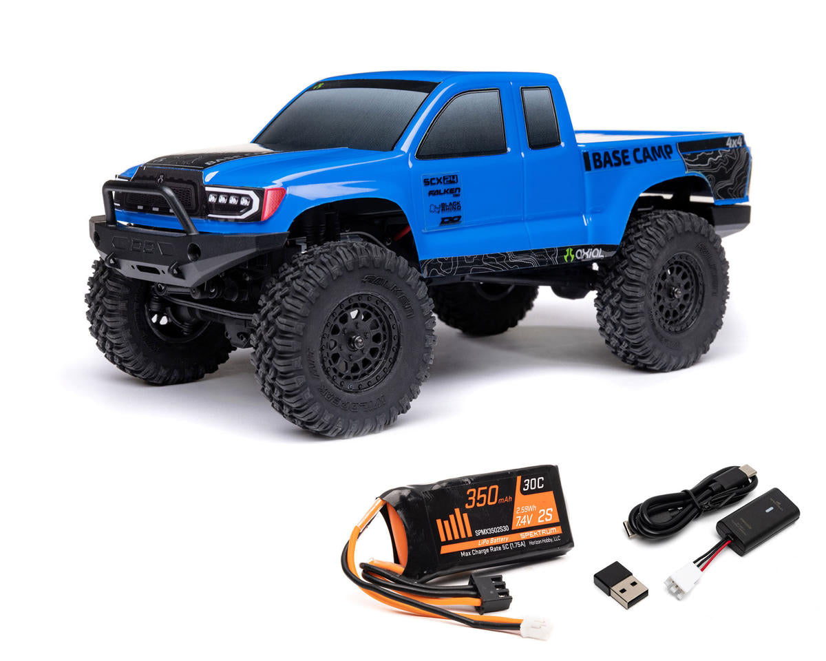 Axial - 1/24 SCX24 Base Camp 4X4 RTR Brushed Rock Crawler (Battery & Charger Included), Blue