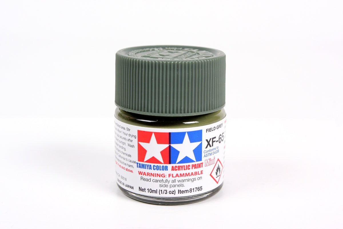 Tamiya - Acrylic Mini XF-65 Field Grey Paint, 10ml Bottle