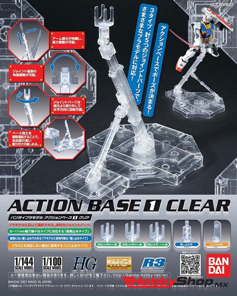 Bandai - Clear Action Base 1 Display Stand For 1/100 Scale Models En Existencia